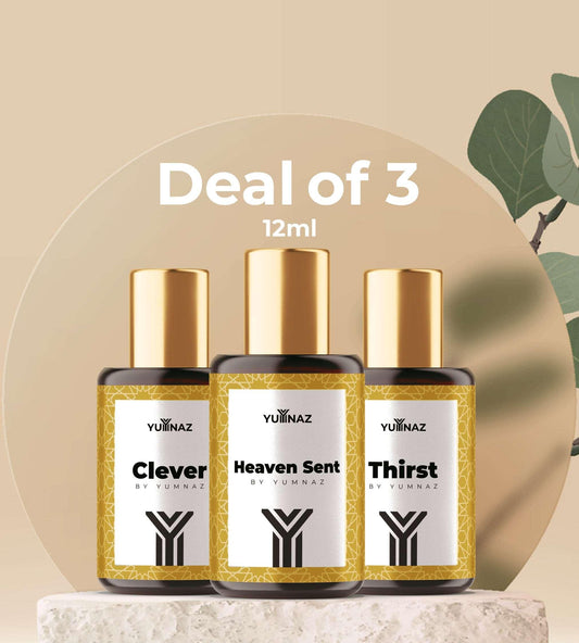Get the Best Deal on 3 Long Lasting 12ml Perfumes - Clever, Heaven Sent, Thirst | Perfume Price in Pakistan