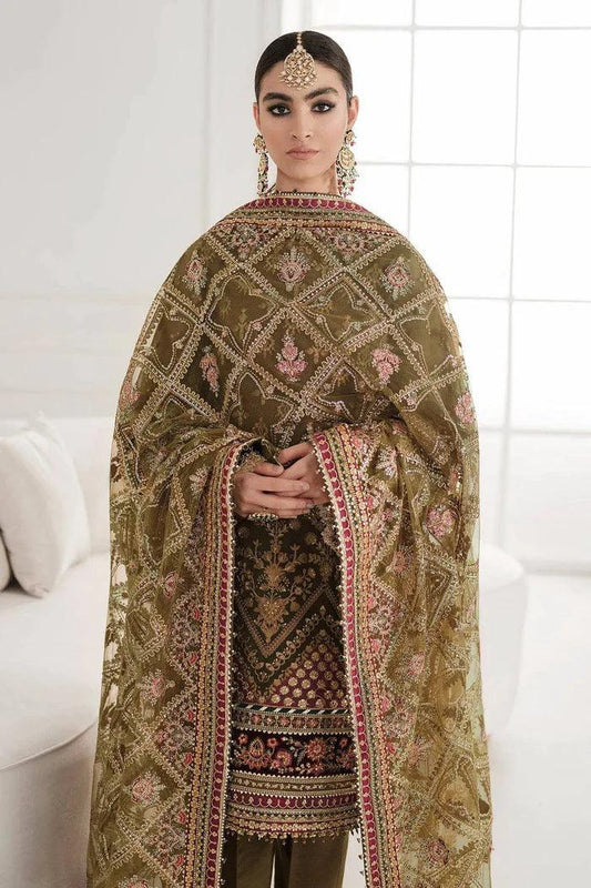 BAROQUE Chantelle Unstitched Embroidered Chiffon 3Pc Suit CH10-D06 - Yumnaz