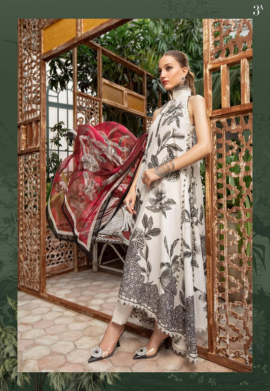 M PRINTS BY MARIA B EMBROIDERED LAWN SUITS UNSTITCHED 3 PIECE D#3A - Yumnaz