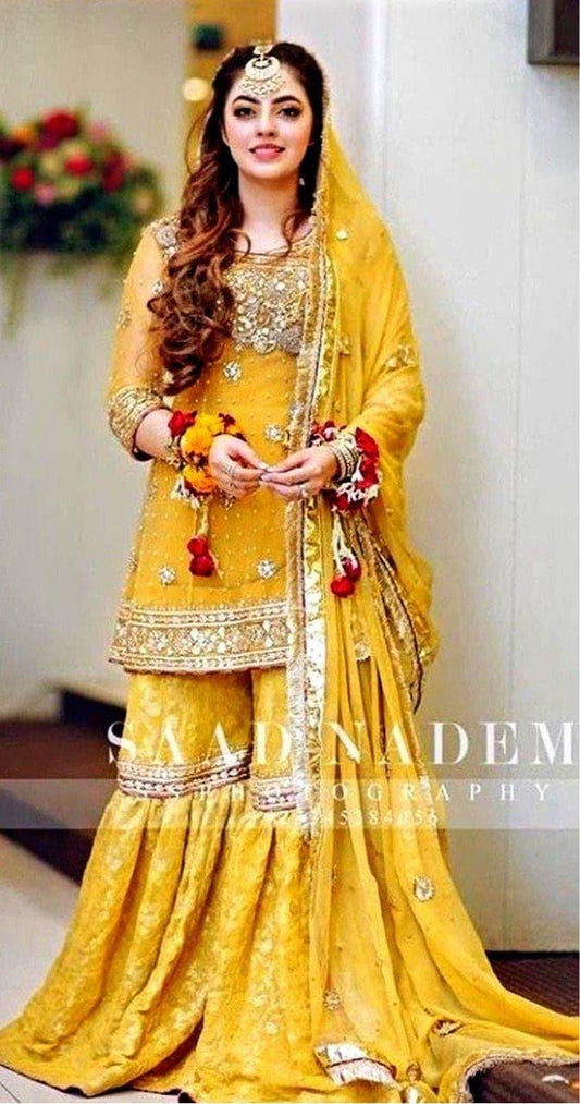 Atif Riaz Chiffon Bridal Suit - Yumnaz
