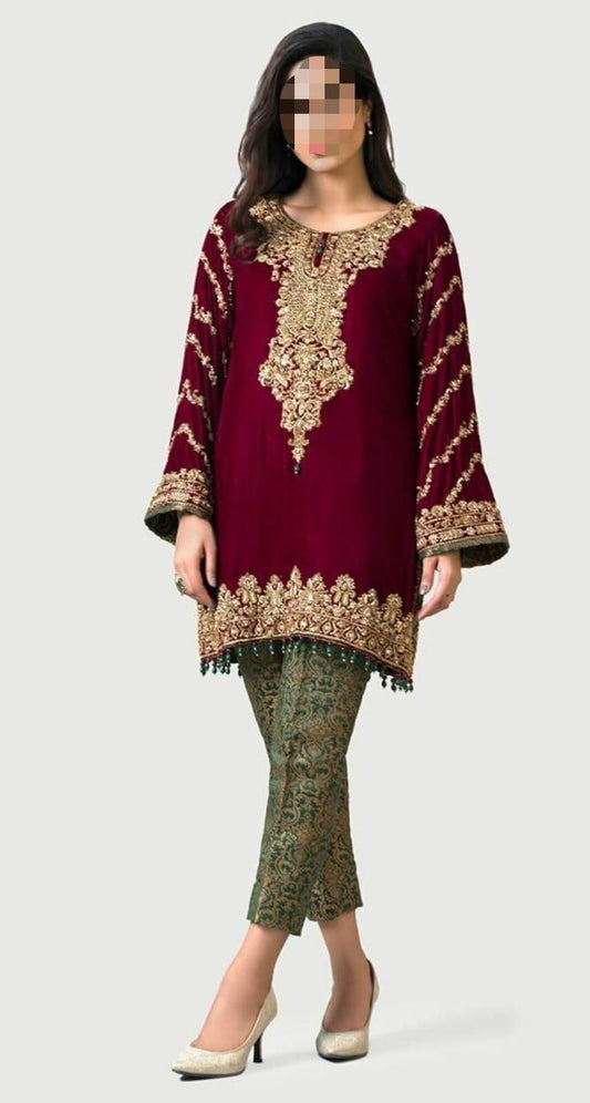 Ayesha Imran Velvet Suit - Yumnaz