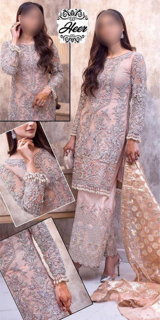 Embroidered Net Suit - Yumnaz