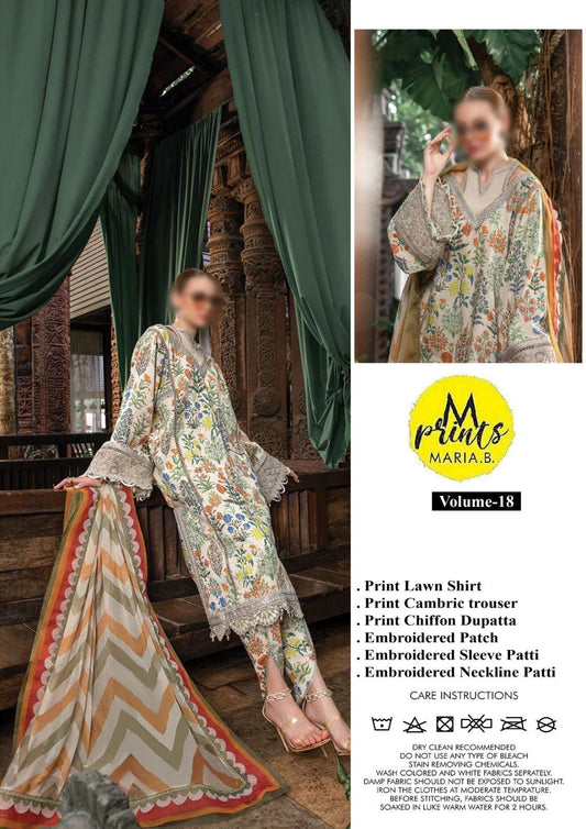 M Print Lawn Suit - Yumnaz