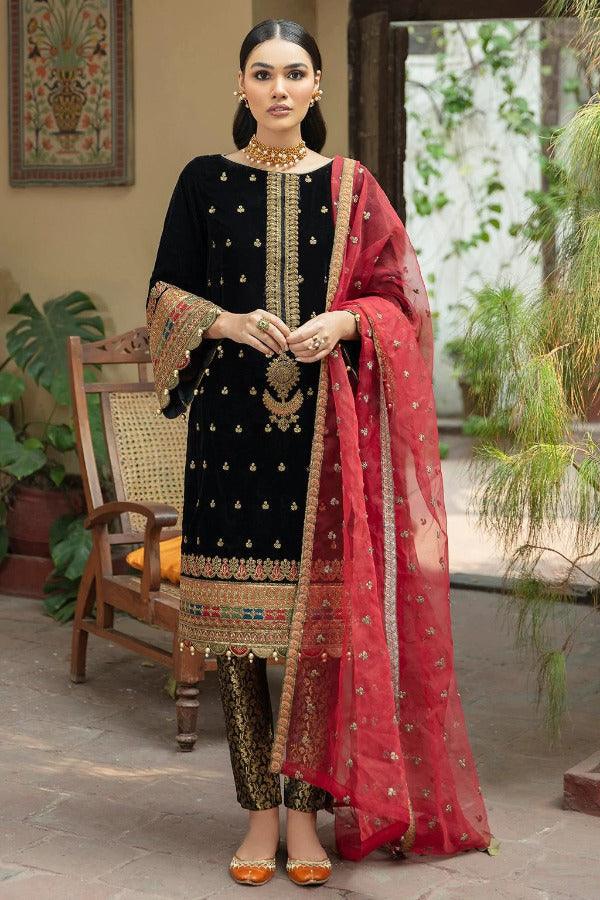 Emaan Adeel Luxury Velvet Collection 3 Pc Unstitched Vol-1 Embroidered Formal Suit-03 - Yumnaz