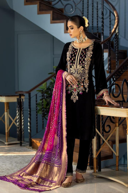 Khuda Baksh Luxury Velvet Collection Unstitched 4 Pieces - Yumnaz
