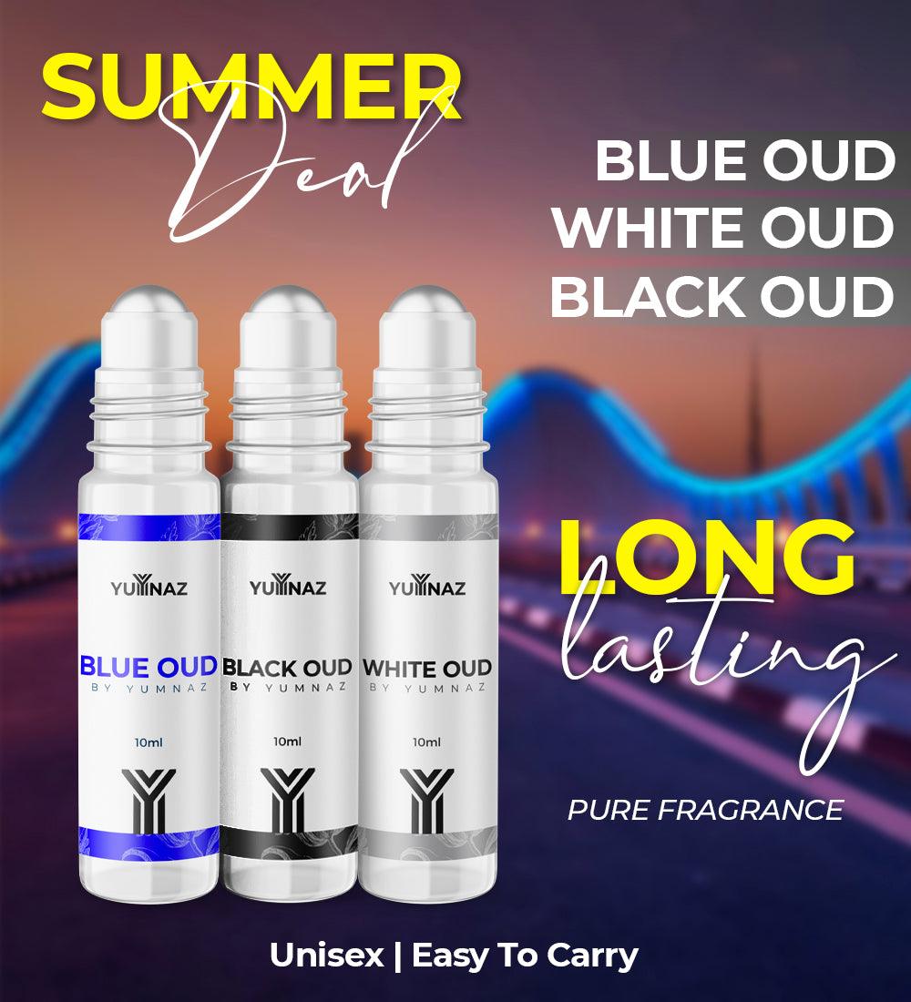Summer Deal of 3 Fragrances: White Oud, Blue Oud, Black Oud | Perfume Price in Pakistan