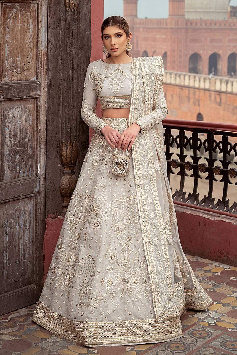 Mohsin Naveed Ranjha Zarlish Wedding Collection Unstitched 3 Pieces ZWU23-19 Mahwari - Yumnaz