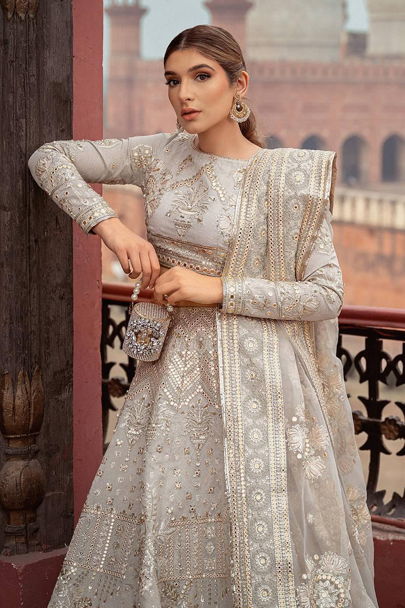 Mohsin Naveed Ranjha Zarlish Wedding Collection Unstitched 3 Pieces ZWU23-19 Mahwari - Yumnaz