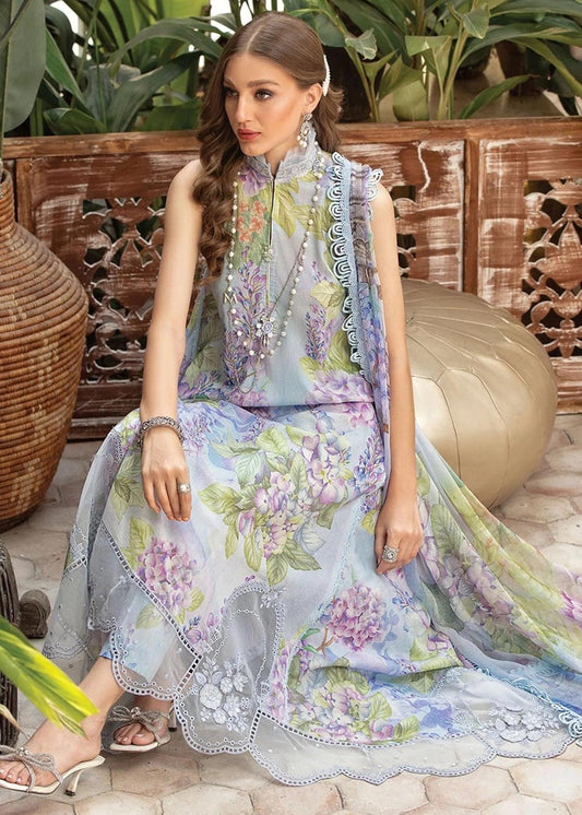M Prints By Maria B Embroidered Lawn Suits Unstitched 3 Piece MPT 1B - Eid Collection - Yumnaz