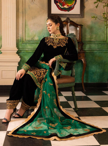 Zainab Chottani Embroidered Velvet Suits Unstitched 3 Piece ZC22V 01 Zimmel - Luxury Collection