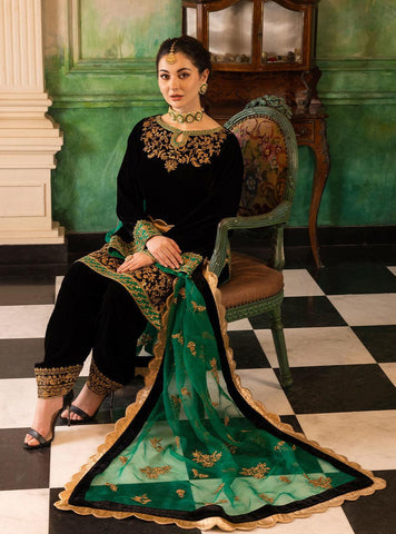 Zainab Chottani Embroidered Velvet Suits Unstitched 3 Piece ZC22V 01 Zimmel - Luxury Collection