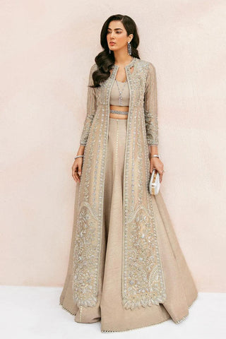 Soraya Sepia Gold-Unstitched 3 Pieces Heavy Embroidered on Net