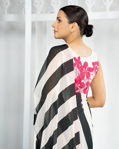 yumnaz Festive Collection Stripes Saree Afsil Unstitched