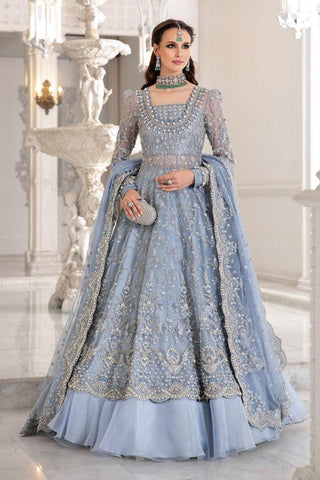 Maria.B Couture Ice Blue MC-041 3 Pieces Unstitched - Yumnaz