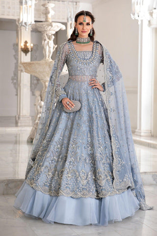 Maria.B Couture Ice Blue MC-041 3 Pieces Unstitched - Yumnaz