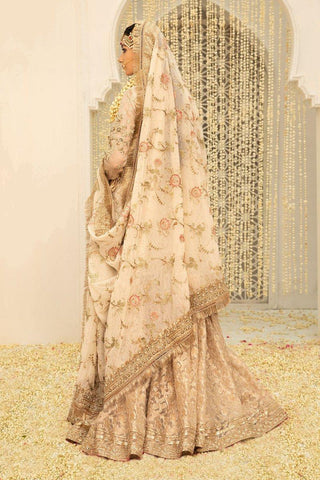 Maria.B Couture Ivory Gold MC-047 3 Pieces Unstitch Fully Hand Work - Yumnaz