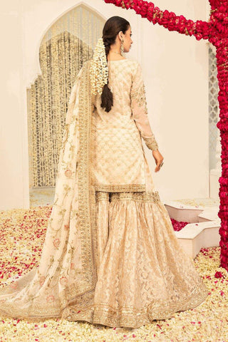 Maria.B Couture Ivory Gold MC-047 3 Pieces Unstitch Fully Hand Work - Yumnaz