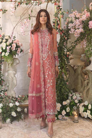 Gossamer by Zaha Embroidered Net Suits Unstitched 3 Piece ZK D1 Kyra - Wedding Collection - Yumnaz