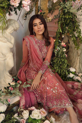 Gossamer by Zaha Embroidered Net Suits Unstitched 3 Piece ZK D1 Kyra - Wedding Collection - Yumnaz