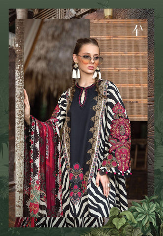 M Prints By Maria B Embroidered Lawn Suits Unstitched 3 Piece D#4A - Yumnaz