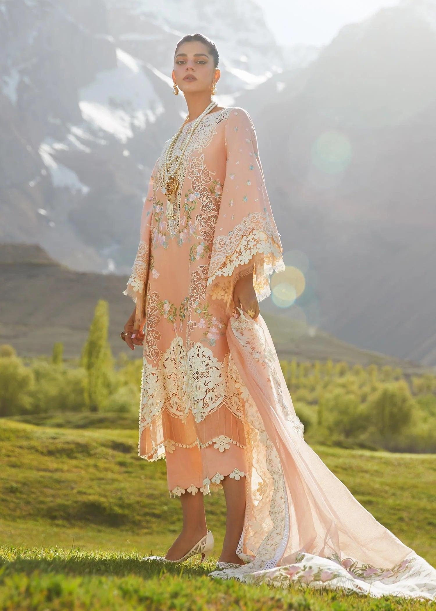 Crimson Embroidered Lawn Suits Unstitched 3 Piece 1B Dusty Pink Summer Collection