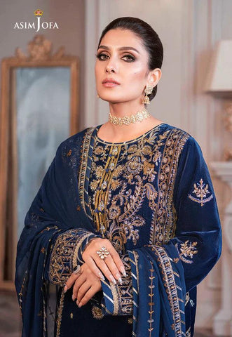 Asim Jofa The Ayeza Edit Luxury Velvet Collection Unstitched 3 Pieces AJ-08 - Yumnaz