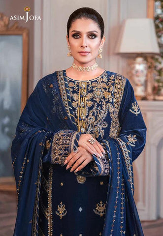 Asim Jofa The Ayeza Edit Luxury Velvet Collection Unstitched 3 Pieces AJ-08 - Yumnaz
