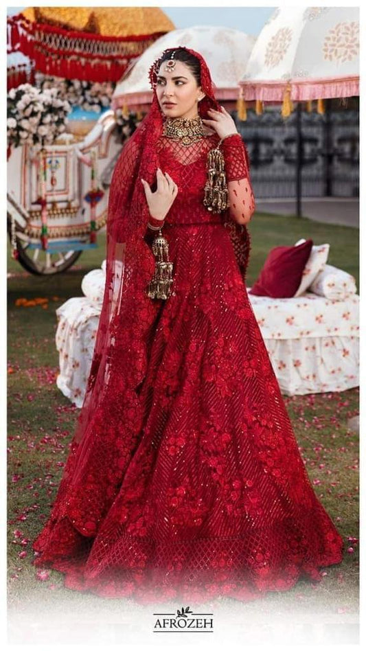 Afrozeh Net Bridal Suit - Yumnaz