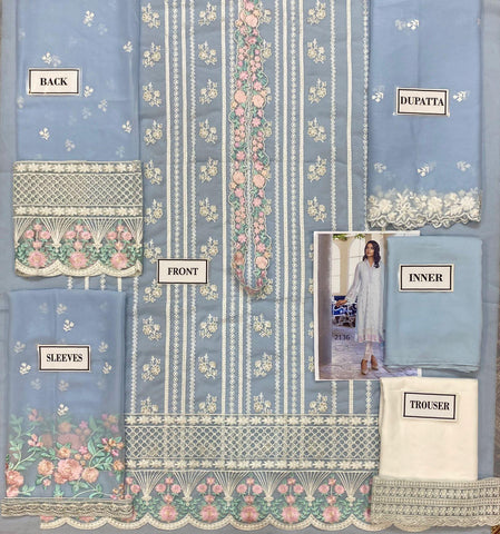 Azure Chiffon Suit - Yumnaz