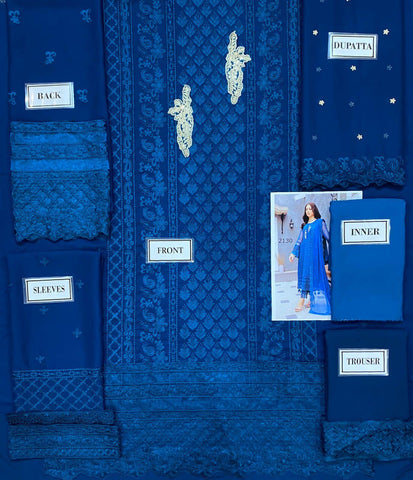 Azure Chiffon Suit - Yumnaz
