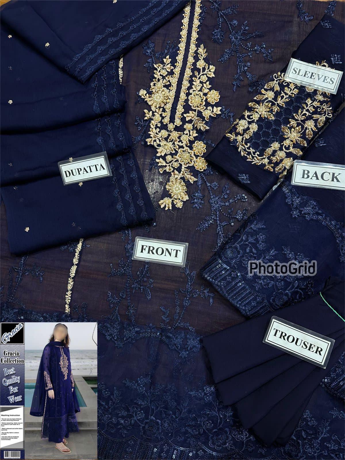 Azure Chiffon Suit - Yumnaz
