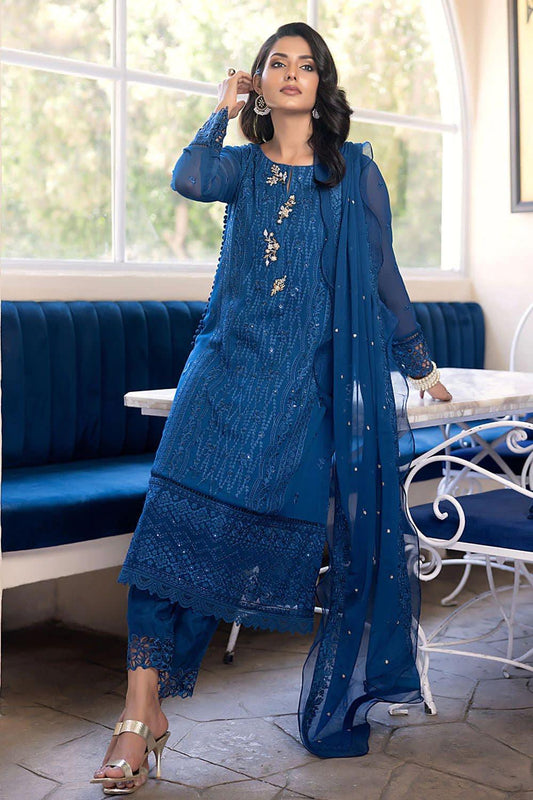 Azure Chiffon Suit - Yumnaz