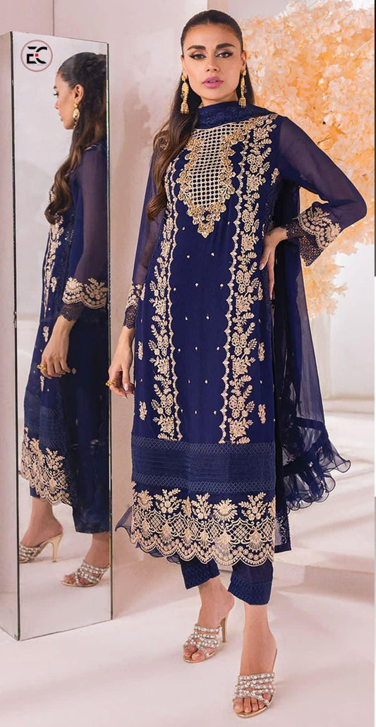 Azure Chiffon Suit - Yumnaz