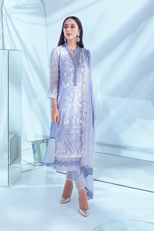 Azure Chiffon Suit - Yumnaz