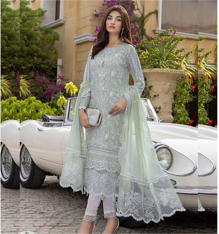 Azure Organza Suit - Yumnaz