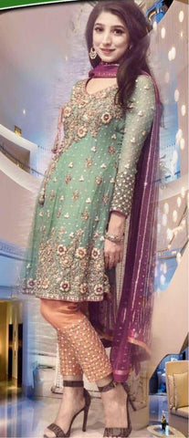 Chiffon Embroidered Suit - Yumnaz