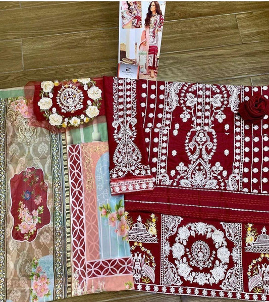 Crimson Cotton Suit - Yumnaz