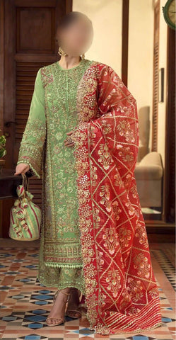 Crimson Organza Suit - Yumnaz