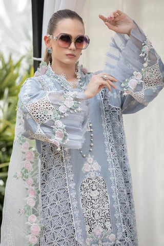 Maria.B Luxury Lawn Collection 3 Pieces Unstitched D-10 Ice Blue