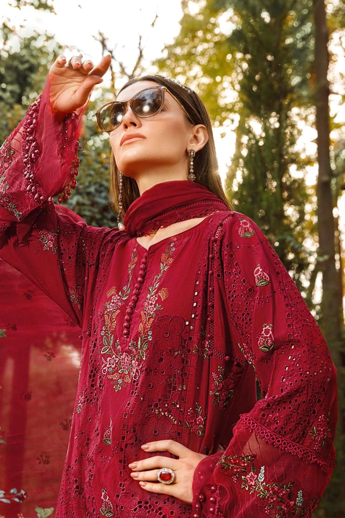 Maria.B Voyage A Luxe Embroidered Lawn Suits Unstitched 3 Piece 9A - Yumnaz