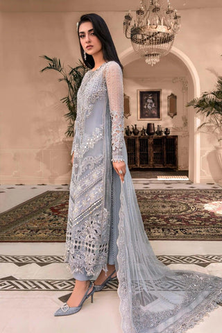 MARIA.B Mbroidered Heritage Collection 3 Pieces Unstitched äóñ Ice Blue BD-03 - Yumnaz