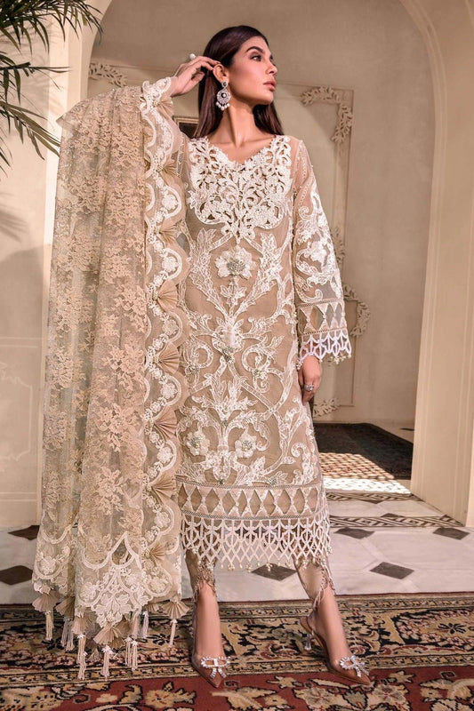 Maria.B Unstitched Embroidered Heritage Edition Organza Suits Unstitched 3 Piece D8 - Luxury Collection - Yumnaz