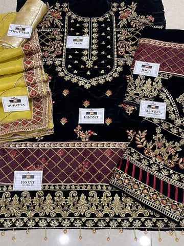 Emaan Adeel Velvet Suit - Yumnaz