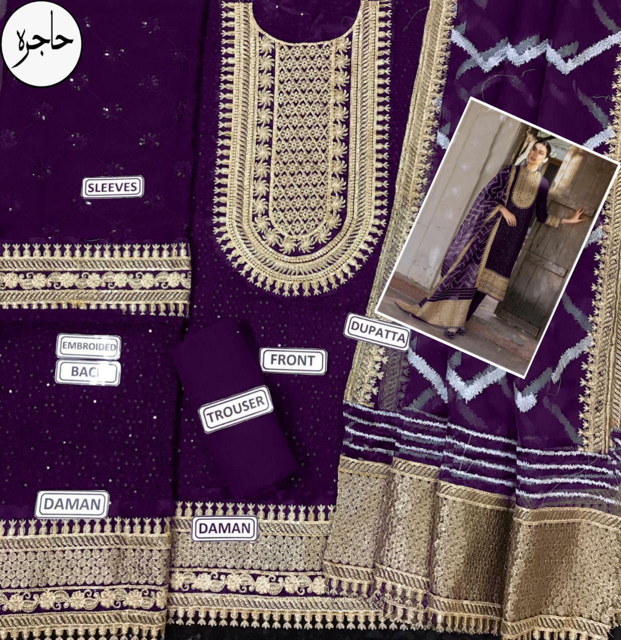 Embroidered Chiffon Suit - Yumnaz