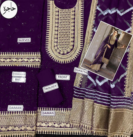 Embroidered Chiffon Suit - Yumnaz