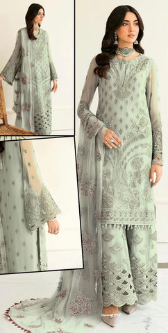 Embroidered Chiffon Suit - Yumnaz