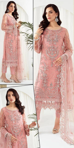 Embroidered Net Suit - Yumnaz