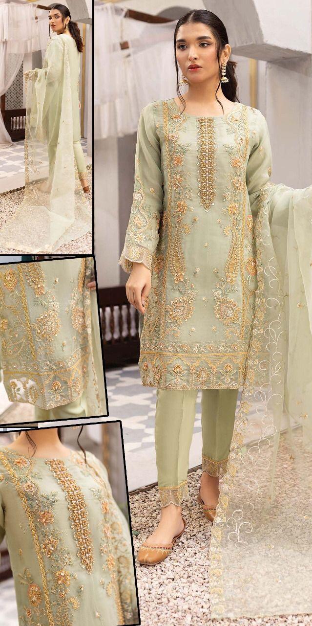 Embroidered Organza Suit - Yumnaz