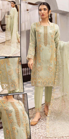 Embroidered Organza Suit - Yumnaz