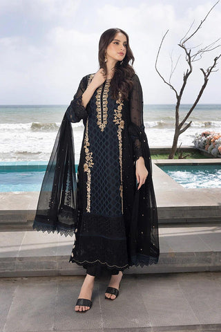 Luxe By Azure Embroidered 3 Pieces Unstitched Luxury Chiffon Suit AZ-109 Flint Fantasy